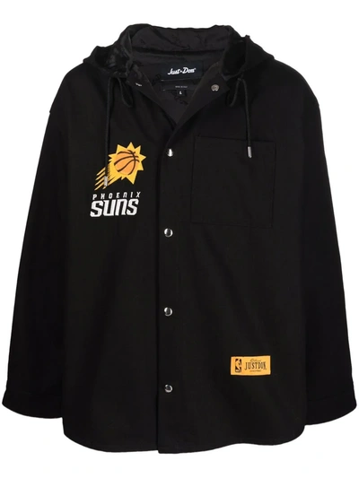 Just Don Rear Logo-print Hooded Jacket In Black