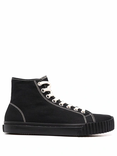 Maison Margiela Tabi High-top Cotton Trainers In Black