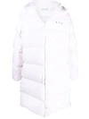 Off-white Hands Off Logo Hooded Padded Coat In White