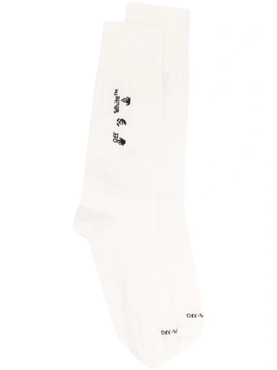 Off-white Hands Off Logo Socks In Neutrals