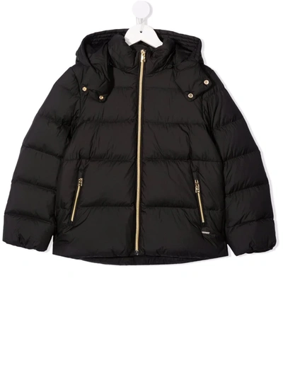 Woolrich Kids' Zip-up Hooded Puffer Jacket In Black