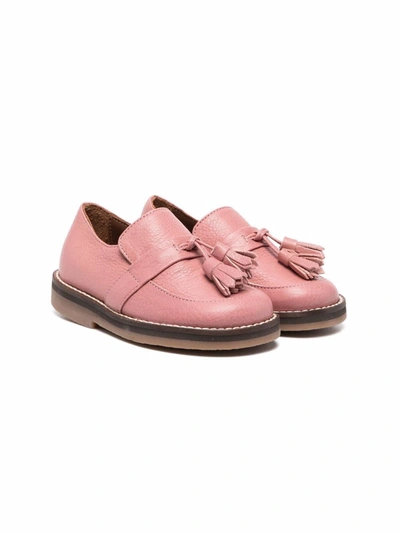 Pèpè Kids' Leather Tassel Loafers In Pink