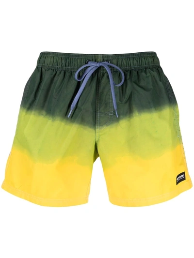 Sundek Logo-patch Tie-dye Swim Shorts In Yellow