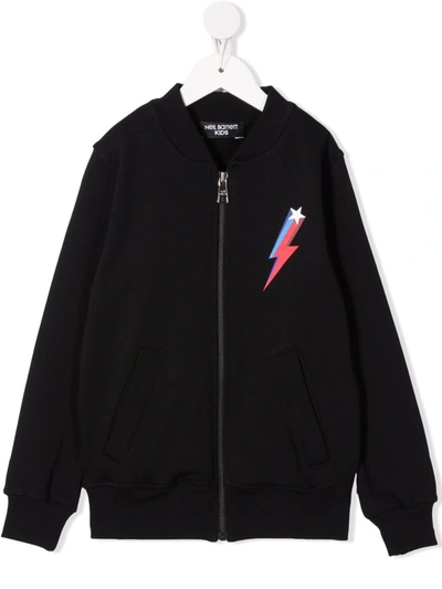 Neil Barrett Kids' Star-print Zip-up Jacket In Black