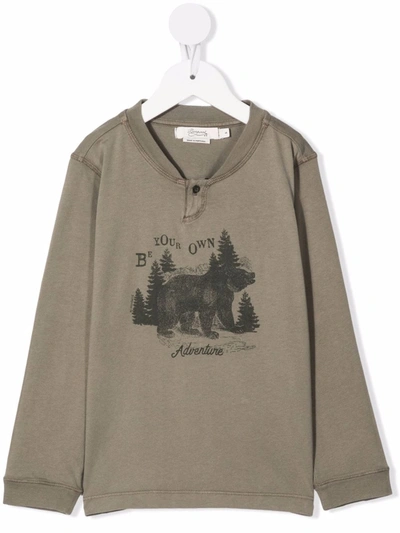 Bonpoint Kids' Bear Print Distressed Sweatshirt In Grey