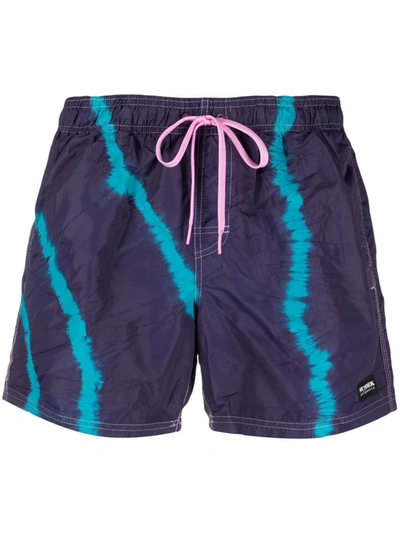 Sundek Logo-patch Tie-dye Swim Shorts In Blue