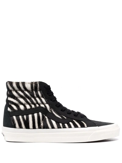 Vans Black And White Suede Sk8-hi 38 Sneakers In 4zd1 Black/zebra