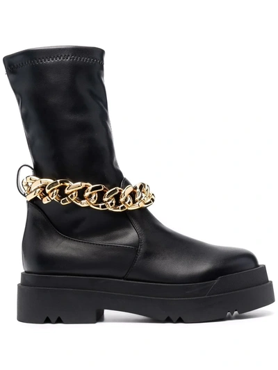 Liu •jo Chain-link Detail Boots In Black