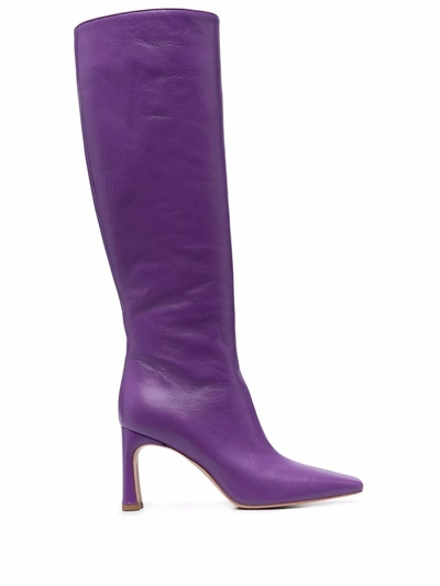 Liu •jo Squared Lh 01 High Heels Boots In Viola Leather In Violet