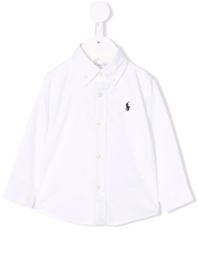 Ralph Lauren Babies' Embroidered-pony Shirt In White