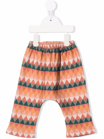 Coco Au Lait Babies' Geometric-print Trousers In Orange