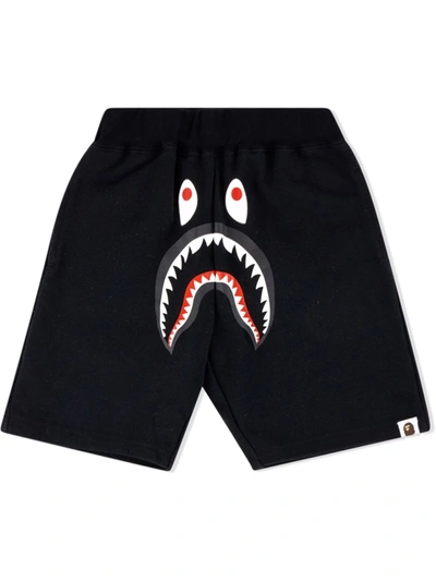 A Bathing Ape Kids' Shark Track Shorts In Black