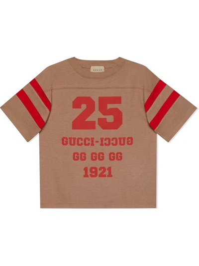 Gucci Kids' 1921 Logo Print T-shirt In Beige