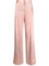Alexander Mcqueen Satin-effect Wide-leg Trousers In Pink