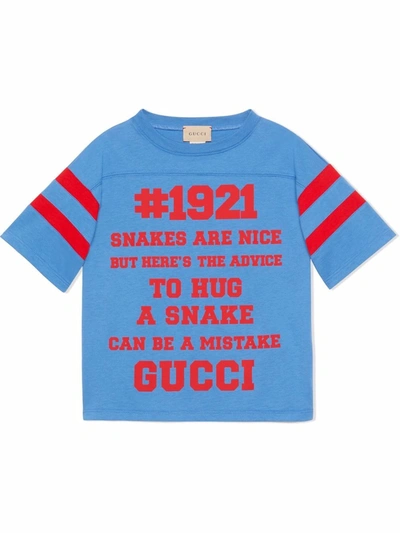 Gucci Kids' To Hug A Snake Short-sleeve T-shirt In Blue