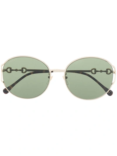 Gucci Oval-frame Metal Sunglasses In Gold