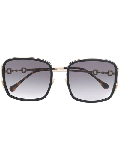 Gucci Square-frame Metal Sunglasses In Black