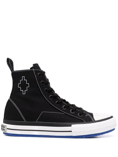 Marcelo Burlon County Of Milan Embroidered Cross High Vulcanized Trainers In Black