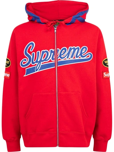 Supreme X Vanson Leathers Spider Zip-up Hoodie In Red