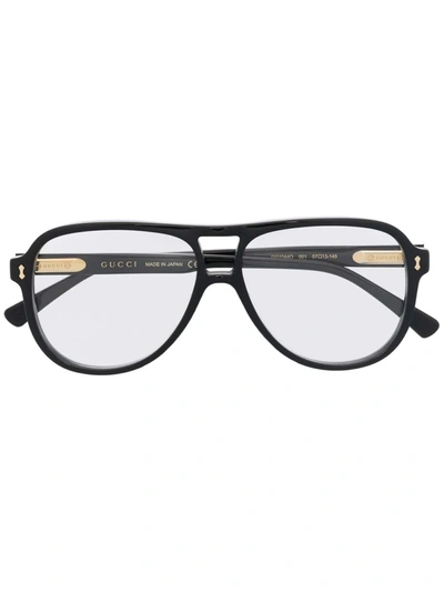 Gucci 飞行员眼镜 In Black