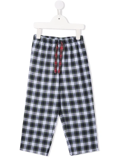 Mc2 Saint Barth Kids' Hypo Checked Straight Trousers In Green