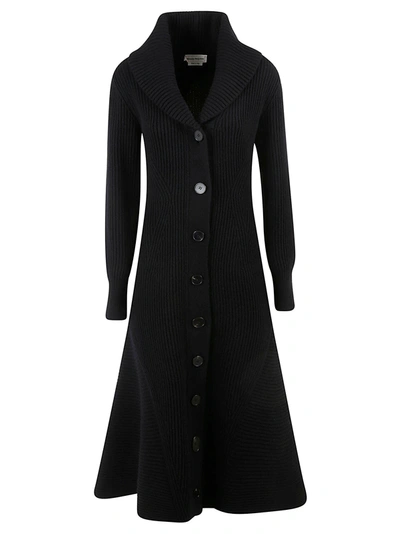 Alexander Mcqueen Ribbed Wool And Cashmere-blend Coat In Dark Brown