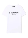 BALMAIN WHITE COTTON T-SHIRT,6P8701Z0003K 100NE