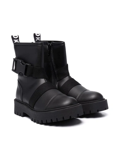 Dkny Kids' Black Chunky Boots In Nero
