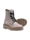 Brunello Cucinelli Leather Lace-up Boots In Grigio
