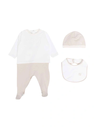 Fendi Kids' 3-piece Newborn Set In Beige