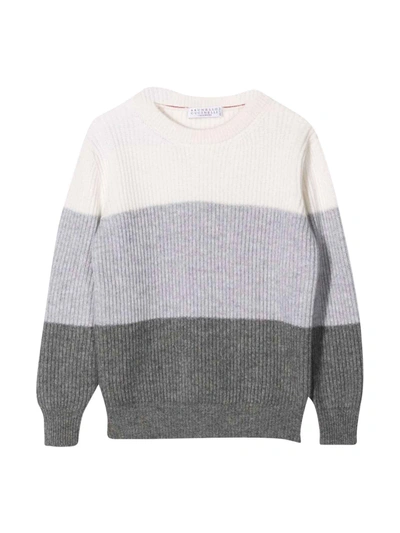 Brunello Cucinelli Kids' Stripe-pattern Sweater In Neutrals