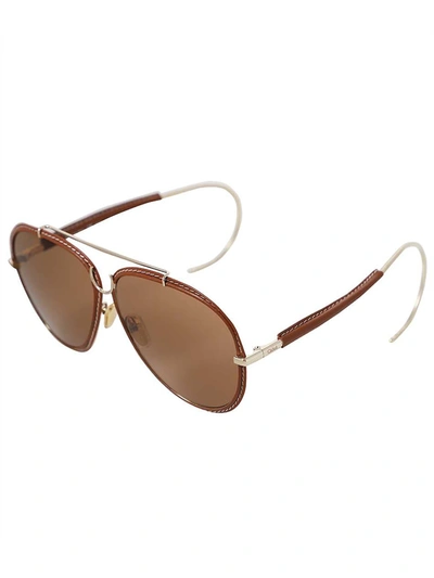 Chloé Ch0080s Sunglasses In Gold Gold Brown