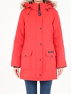Canada Goose Trillium Coyote Fur-trim Down Parka In Red