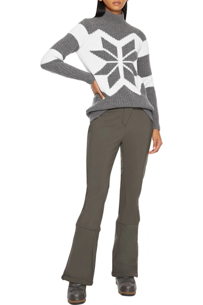 Fusalp Justine Intarsia Ribbed Merino Wool And Cashmere-blend Turtleneck Sweater In Gray