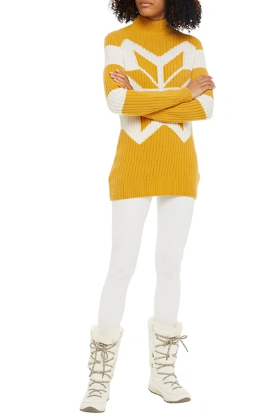 Fusalp Justine Merino Wool And Cashmere-blend Turtleneck Sweater In Saffron