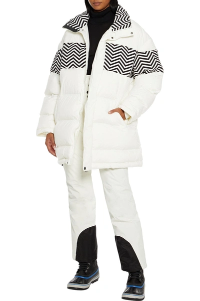 Perfect Moment Polar Crochet Knit-paneled Quilted Down Ski Jacket In Ivory