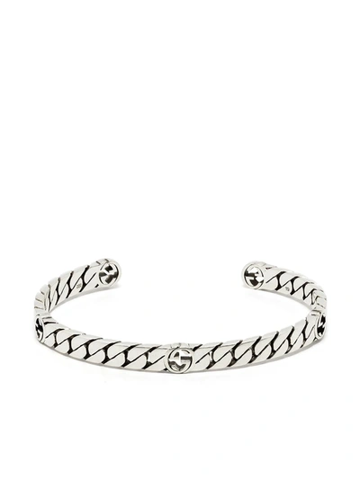 Gucci Interlocking-g 6mm Cuff Bracelet In Silver