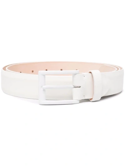 Maison Margiela Tonal-buckle Leather Belt In Weiss