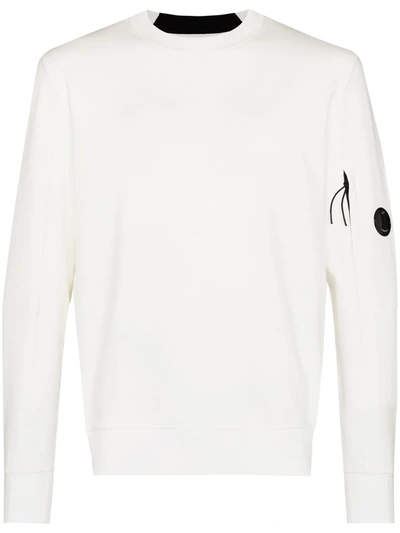 C.p. Company Logo-patch Cotton Sweatshirt In White