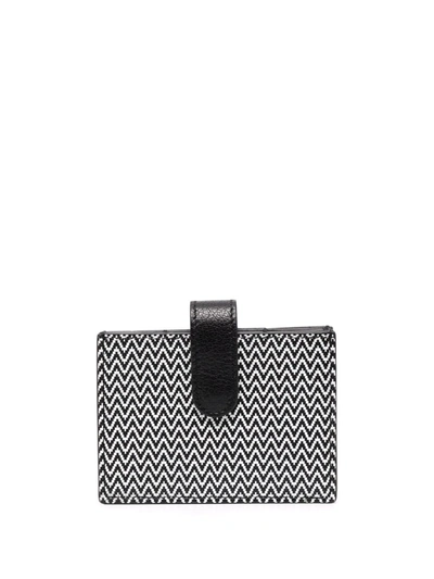 Missoni Zig-zag Print Leather Card Wallet In Schwarz