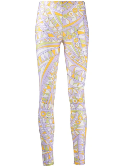 Pucci Bandierine-print High-waisted Performance Leggings In Purple