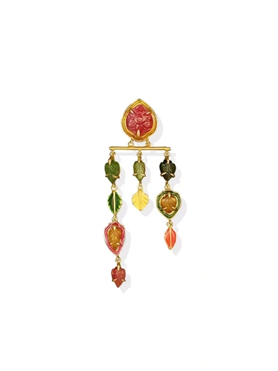 Akansha Sethi Hanging Leaves Pendant In Gold