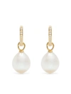 Kiki Mcdonough 18kt Yellow Gold Classics Pearl And Diamond Drop Earrings In Weiss