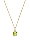 KIKI MCDONOUGH 18KT YELLOW GOLD KIKI CUSHION PERIDOT AND DIAMOND PENDANT NECKLACE