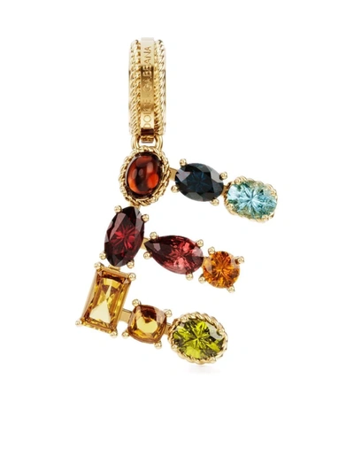 Dolce & Gabbana 18kt Yellow Gold E Letter Gemstone Pendant