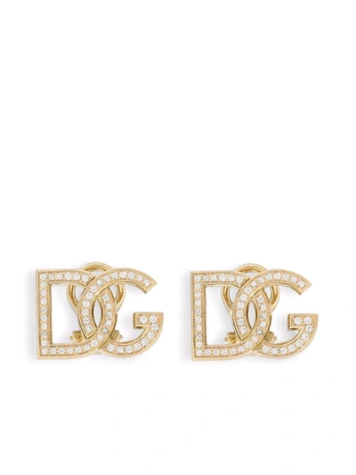 Dolce & Gabbana 18kt Yellow Gold Logo Sapphire Clip-on Earrings