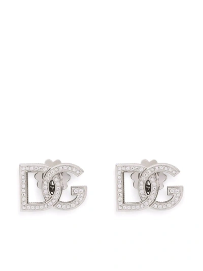 Dolce & Gabbana 18kt White Gold Sapphire Earrings In Silber