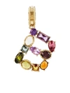 DOLCE & GABBANA RAINBOW ALPHABET B 18KT YELLOW GOLD MULTI-STONE PENDANT