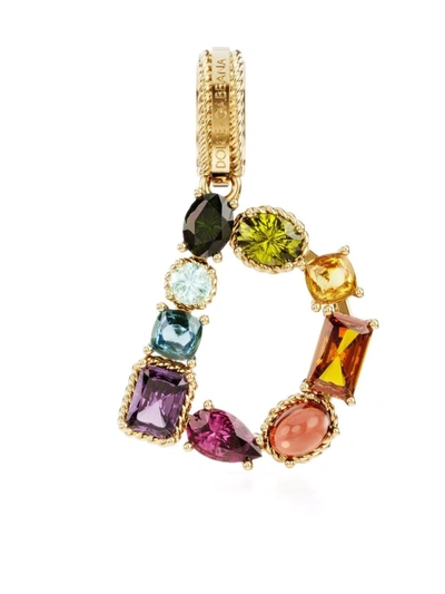 Dolce & Gabbana Rainbow Alphabet D 18kt Yellow Gold Multi-stone Pendant