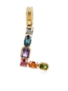 DOLCE & GABBANA RAINBOW ALPHABET L 18KT YELLOW GOLD MULTI-STONE PENDANT